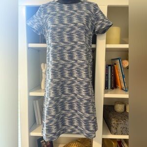 LOFT Blue and White Knit Shift Dress